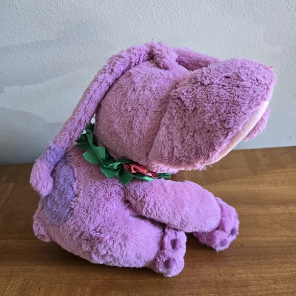 Disney Lilo & Stitch Hawaiian Angel Pink Plush with Satin Lei Flowers 12" - Picture 5 of 9